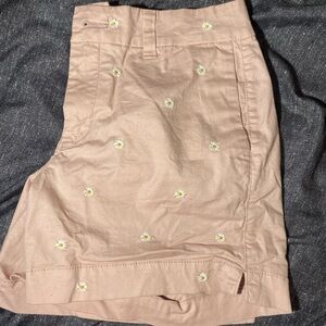 Pink floral short shorts